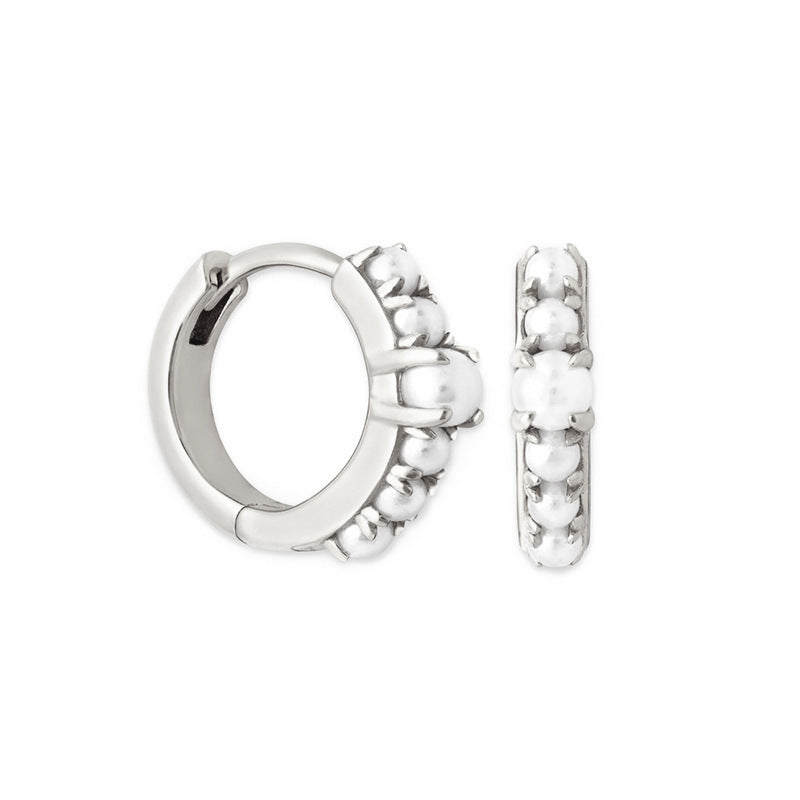 Sterling Silver Needle French Style Pearl Earrings