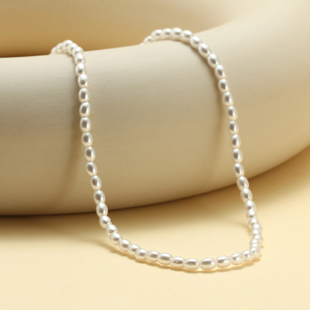 Niche Ins Style Oval Shell Pearl And Pearl Necklace Simple All-match Clavicle Chain