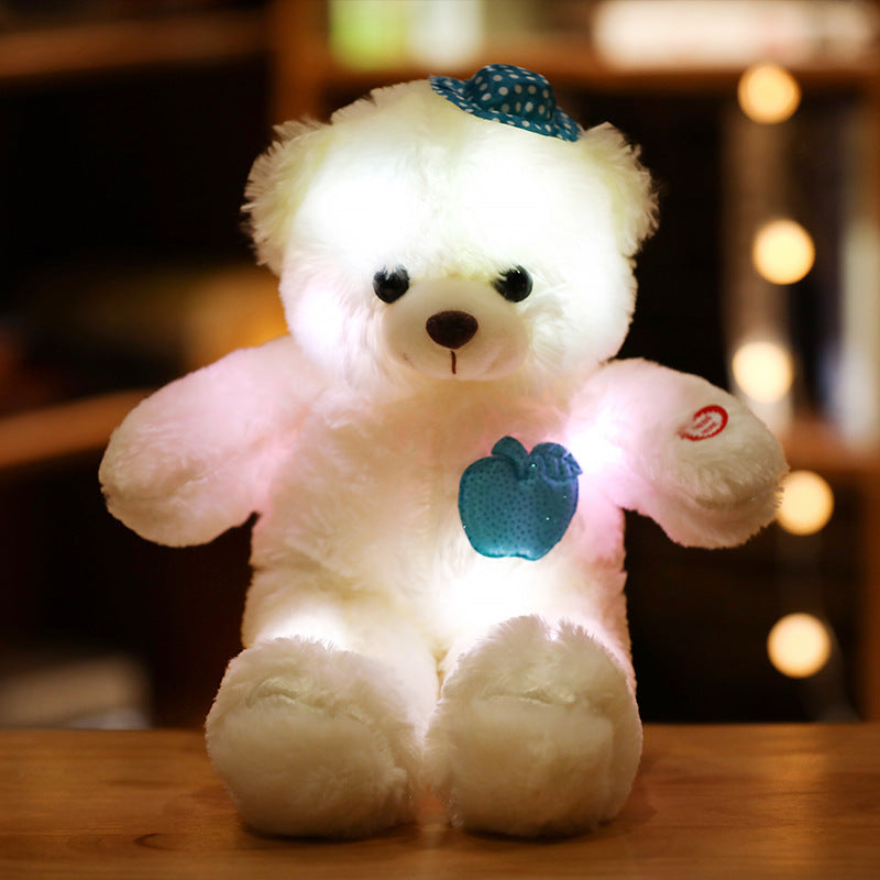 La almohada de la muñeca del oso de peluche con luz LED ilumina el juguete de peluche