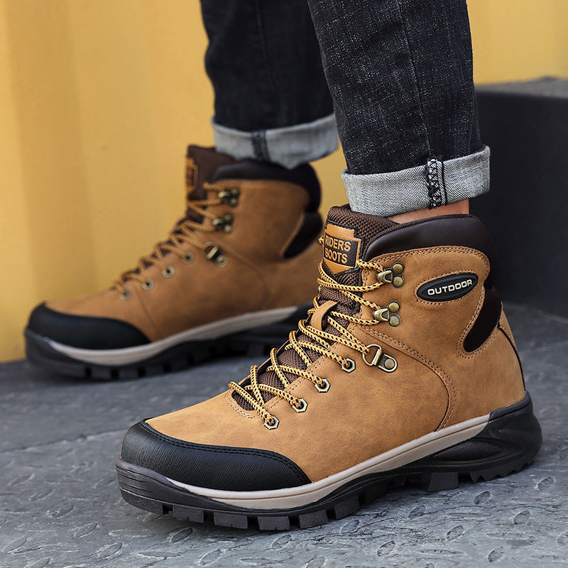 Chaussures d'hiver de grande taille pour hommes, bottes montantes en coton et velours pour garder au chaud
