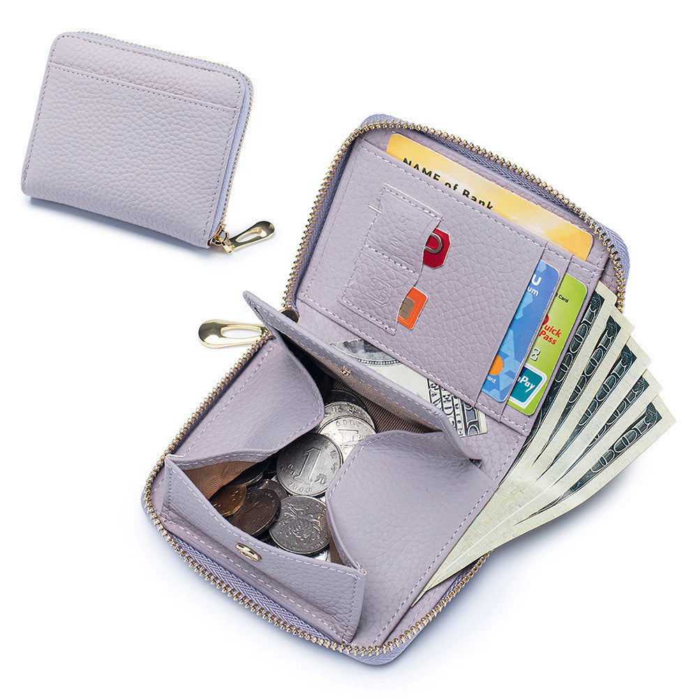 Portefeuille court multifonctionnel en cuir pour femme