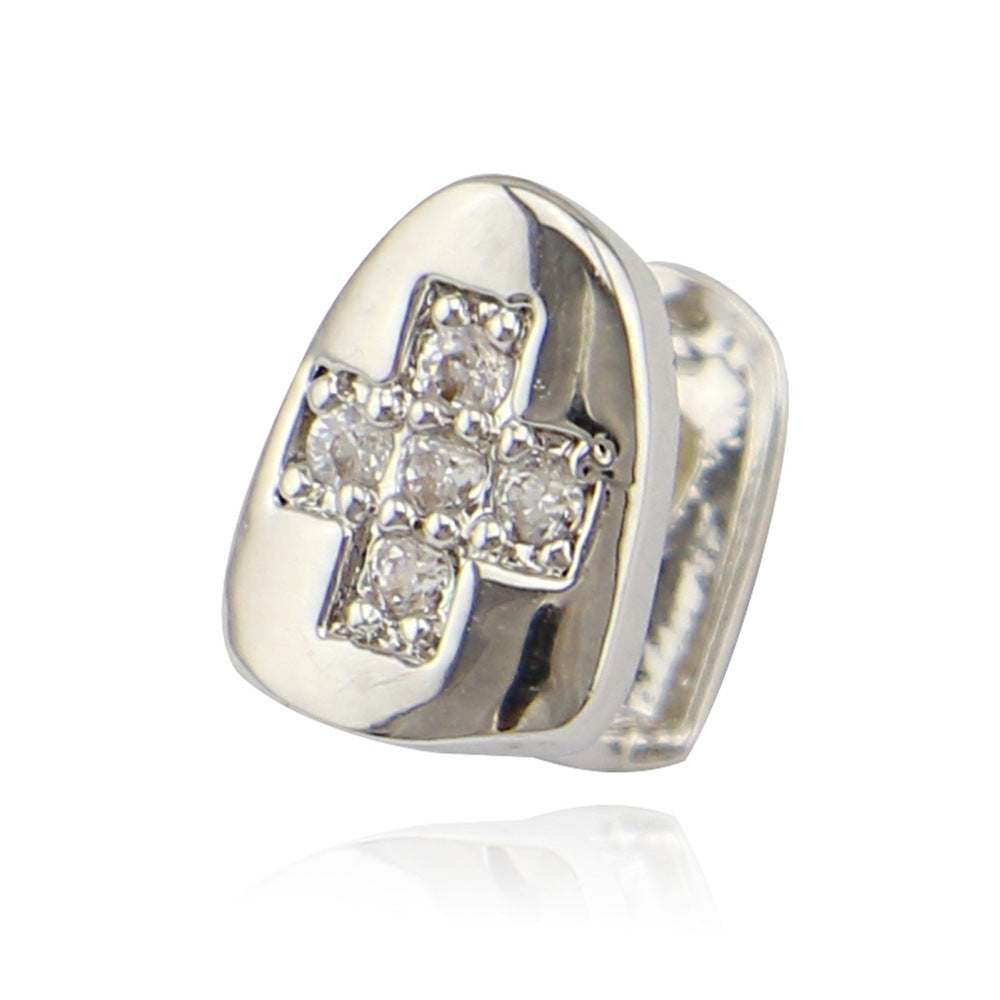 Accessoires de prise de dent Hip Hop en diamant galvanisé simple 18K