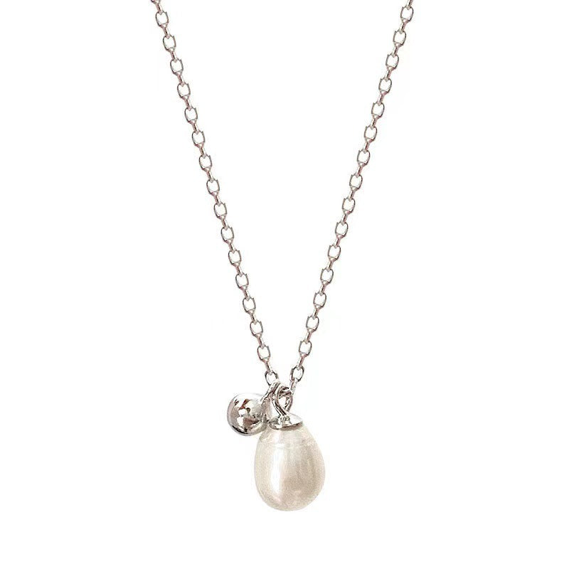 925 Sterling Silver Ins Simple And Natural Freshwater Pearl Necklace