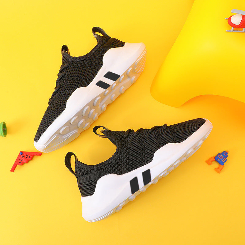 Chaussure de sport respirante pour enfants tissée à la mouche