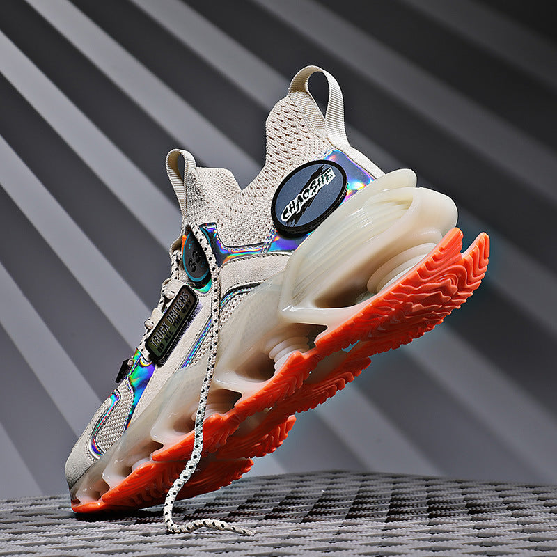 Zapatos deportivos con absorción de impacto y hoja hueca, zapatos informales tejidos voladores transpirables de verano