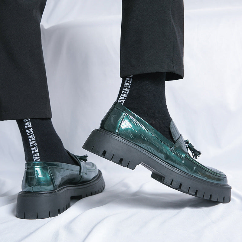 Nuevos zapatos de cuero con plataforma y punta grande para hombre