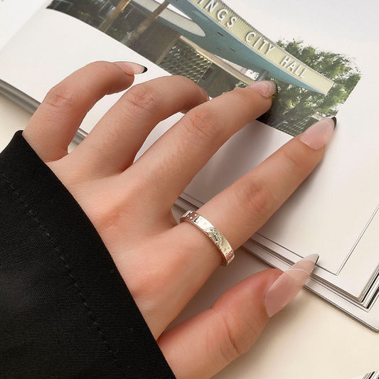 Personalized Star And Moon Corrosion Pattern Simple Brass Ring