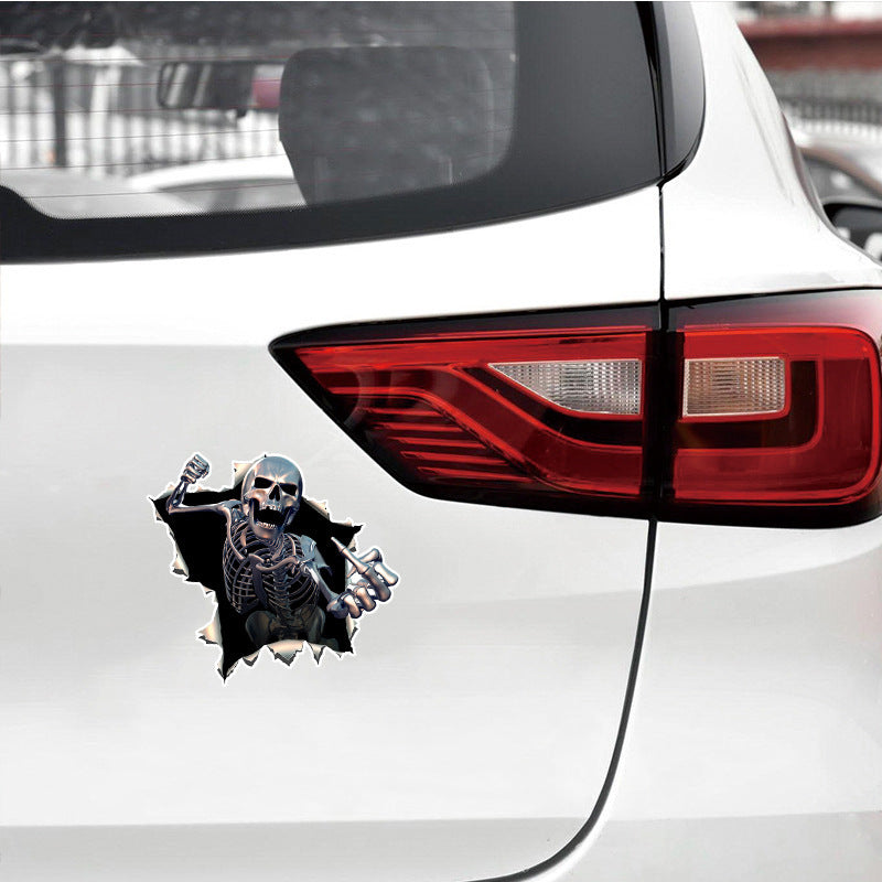 Autocollant de voiture de crâne effrayant frais et décoratif imperméable