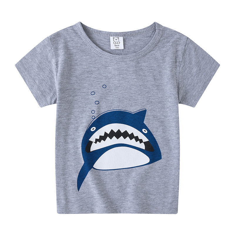 T-shirt à manches courtes pour enfants, garçons et filles, haut à manches mi-longues avec dessin animé