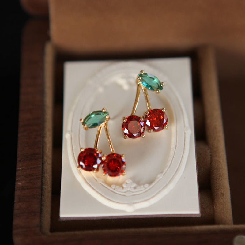 Boucles d'oreilles exquises en zircon rouge et vert pour femmes