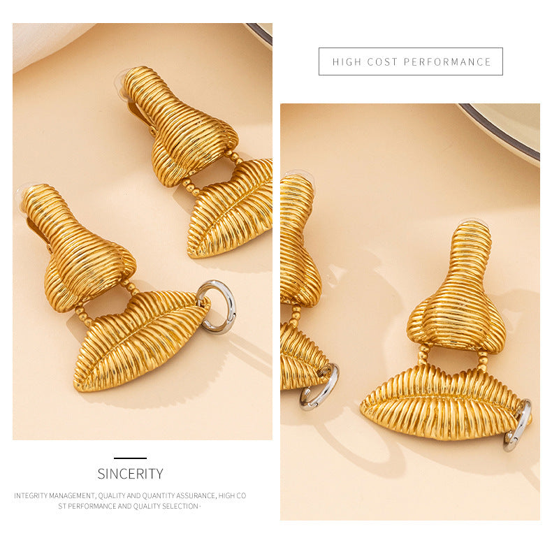 Simple Retro Nose And Lip Minority Design Earrings