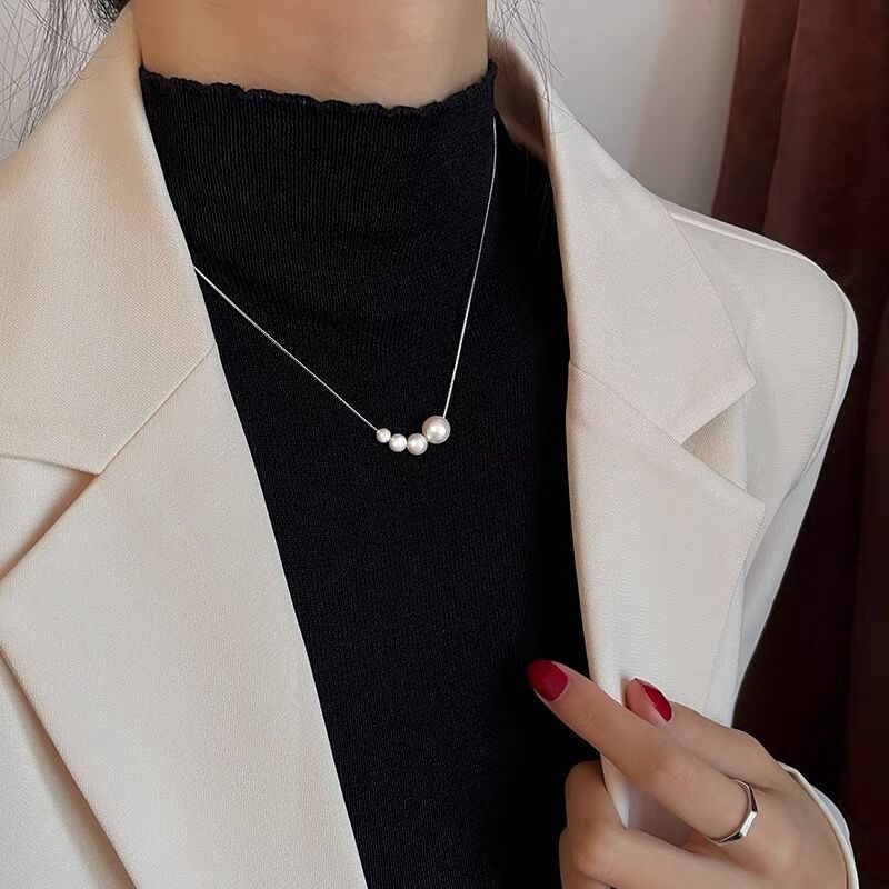 S925 Sterling Silver Pearl Necklace For Women Light Luxury Minority