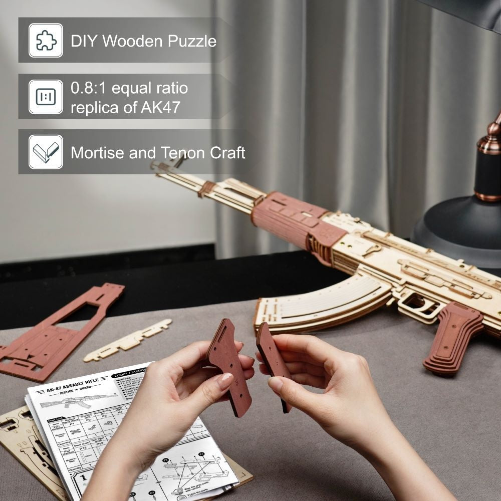 ROKR Puzzle en bois pistolet jouets modèle bricolage 3D Kits de construction pour cadeaux