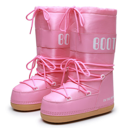 Botas de esquí espaciales Moda punta redonda Media pantorrilla Mujer