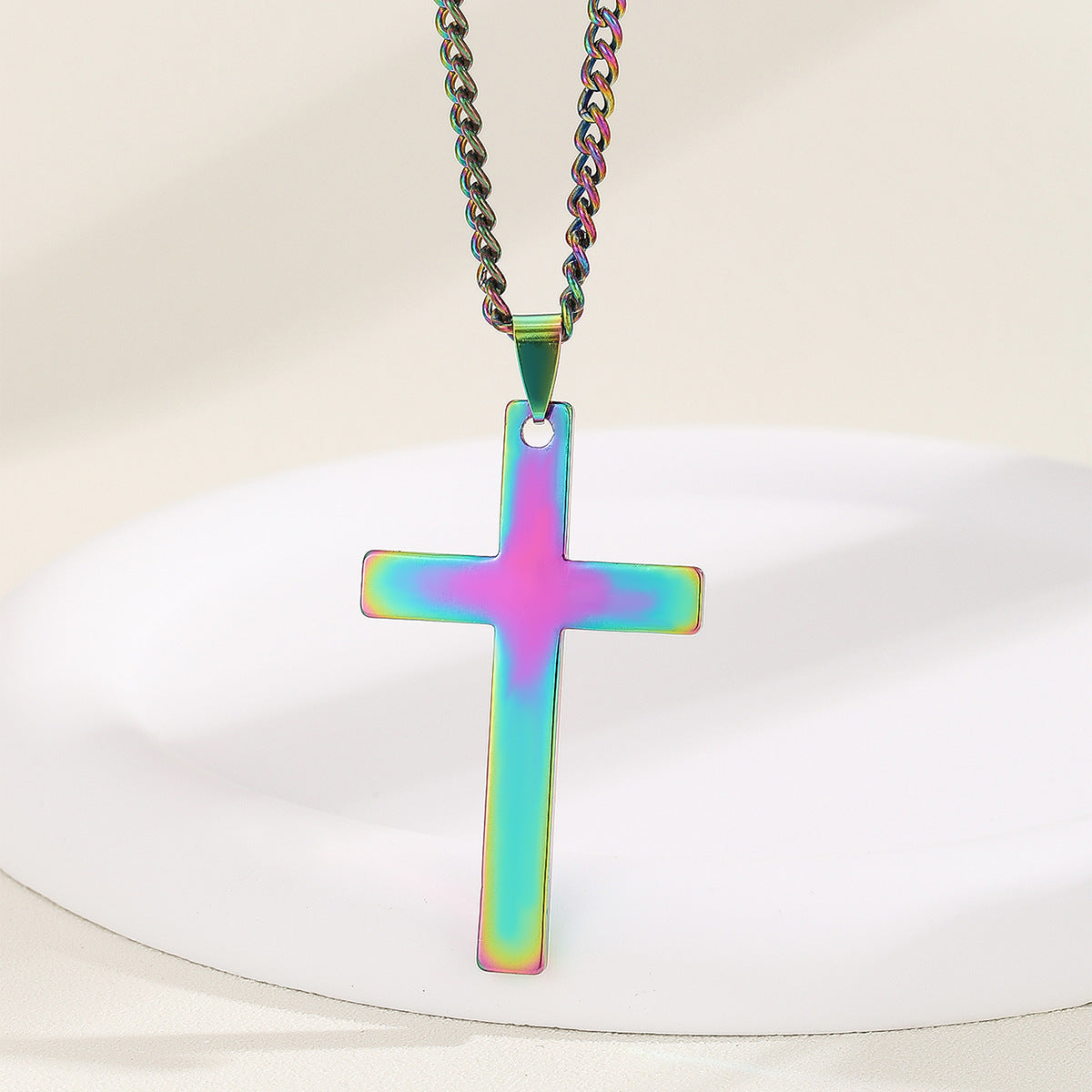 Collier pour hommes à étagère croisée en acier inoxydable