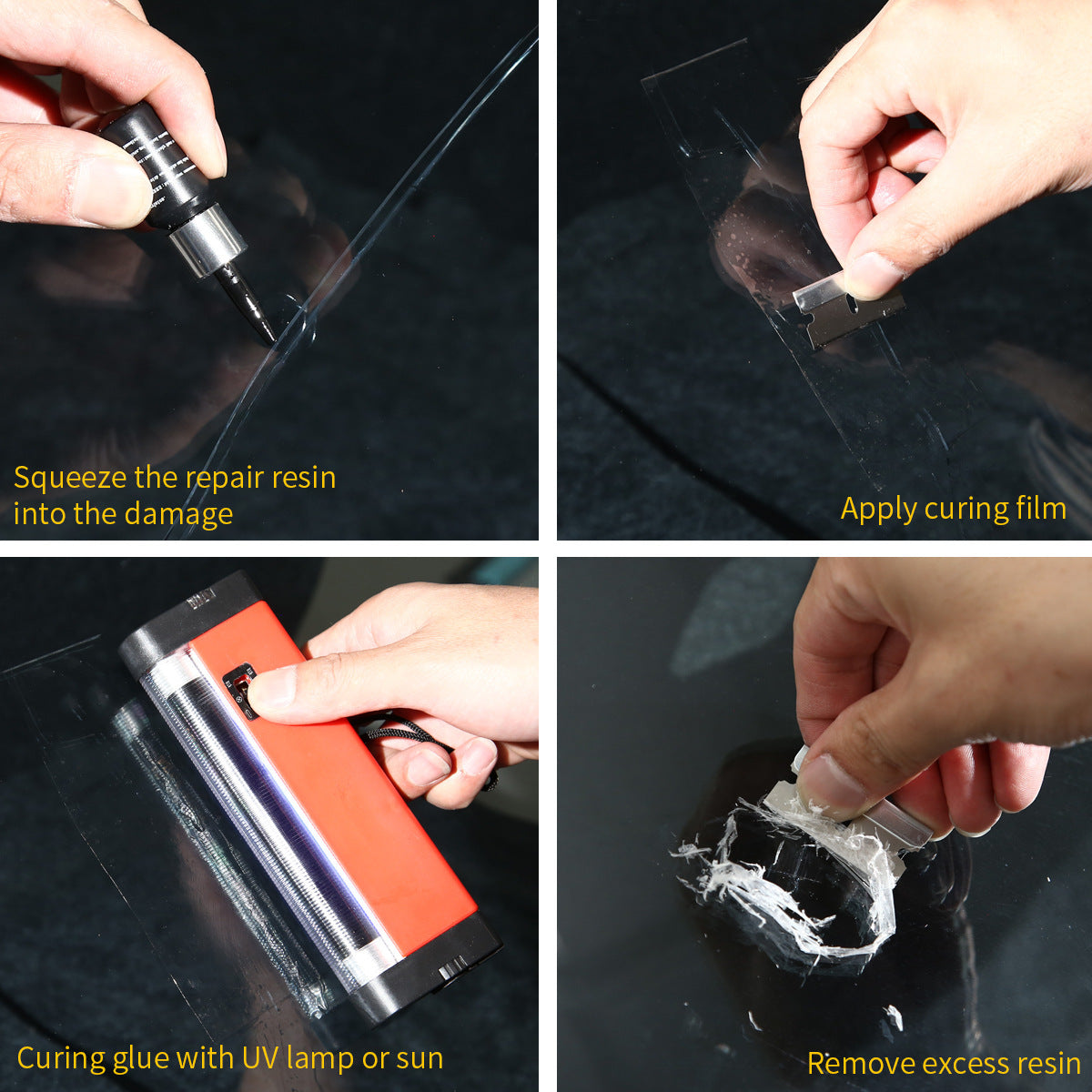 Automobile glass repair tool front windshield