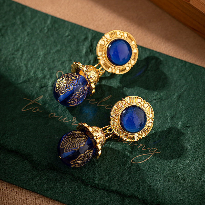 Boucles d'oreilles Vintage pour femmes, tempérament mi-ancien, Style palais, sculptées personnalisées