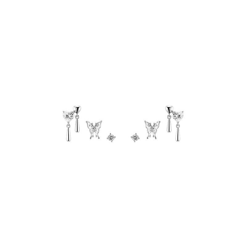 Boucles d'oreilles 6 pièces en forme de papillon liquide, design d'intérêt particulier