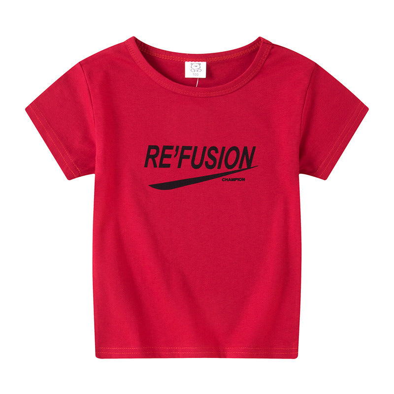 T-shirt à manches courtes pour enfants, garçons et filles, haut à manches mi-longues avec dessin animé