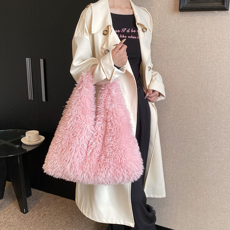 Sacs à main en peluche pour femmes, sac à bandoulière de grande capacité, mignon mode de luxe de styliste, fourre-tout tendance, nouvelle collection automne et hiver