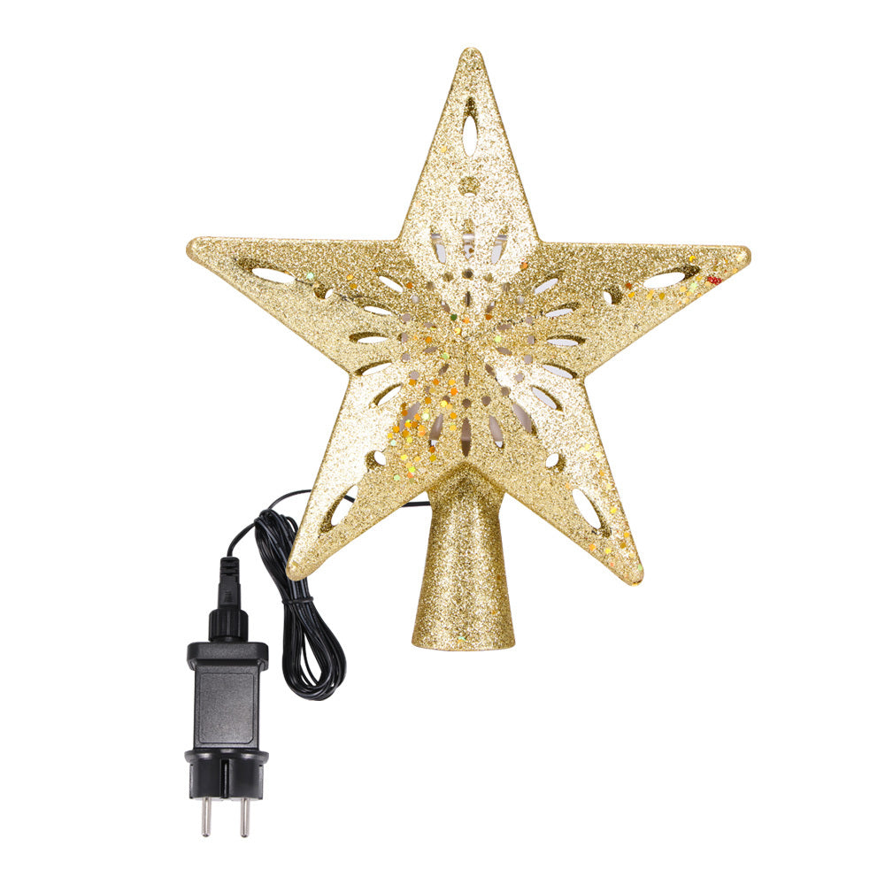 Lumière supérieure d'arbre de noël en forme d'étoile et de flocon de neige, projecteur Laser LED, lumières d'ornement d'arbre de noël