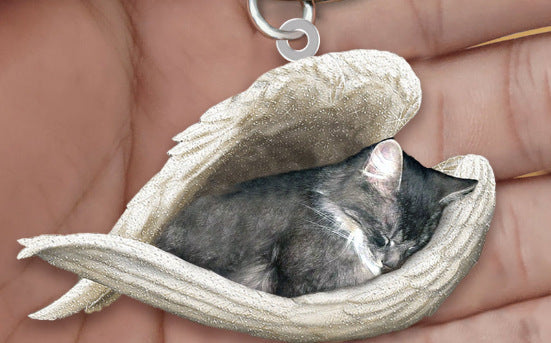 New Unique Dogs And Cats Sleeping Angel Pendant Car Key Ring