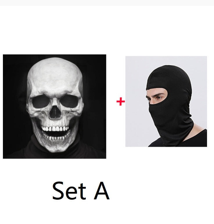 Masque de crâne complet, casque avec mâchoire mobile, squelette 3D, masque d'horreur, Costume de Cosplay pour adultes