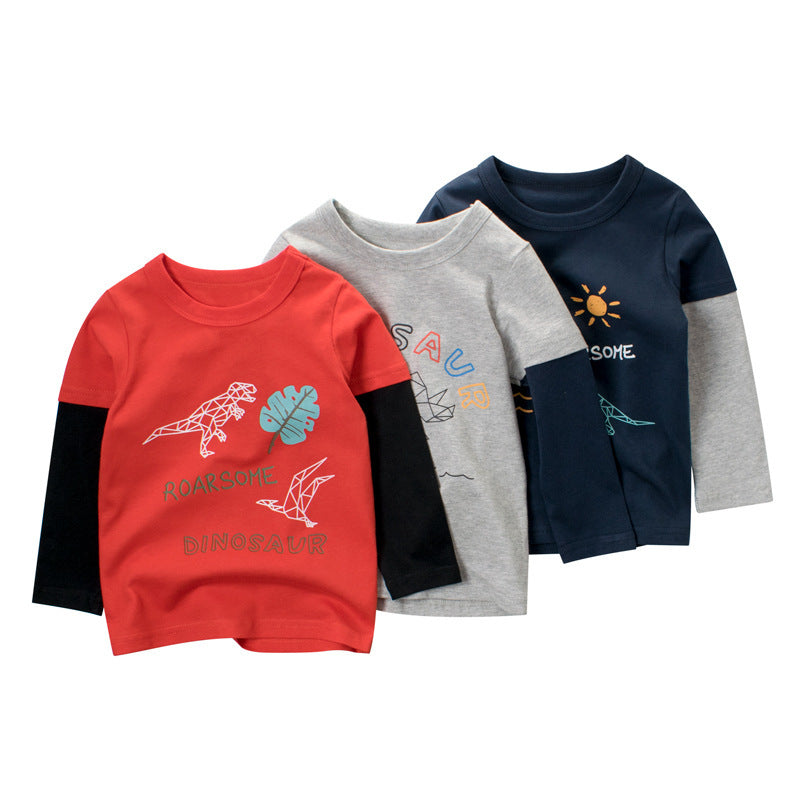 Vêtements pour bébés, T-shirt à manches longues pour enfants, chemise à bascule pour garçons