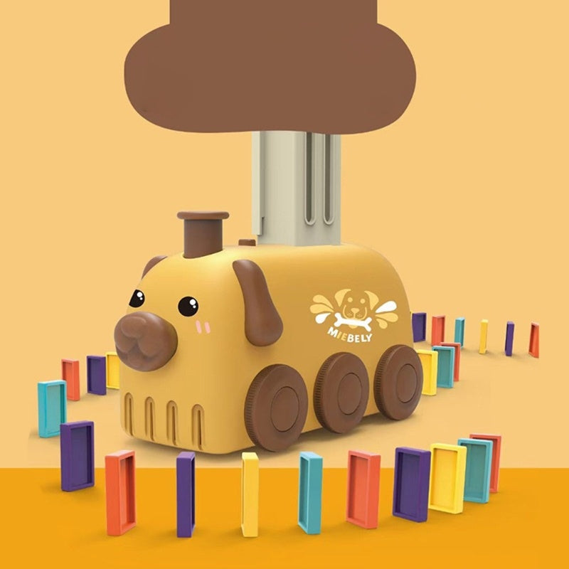 Domino Train jouet bloc d'empilage ensemble Domino bloc de construction cerveau développement voiture électrique dessin animé bloc pour les enfants