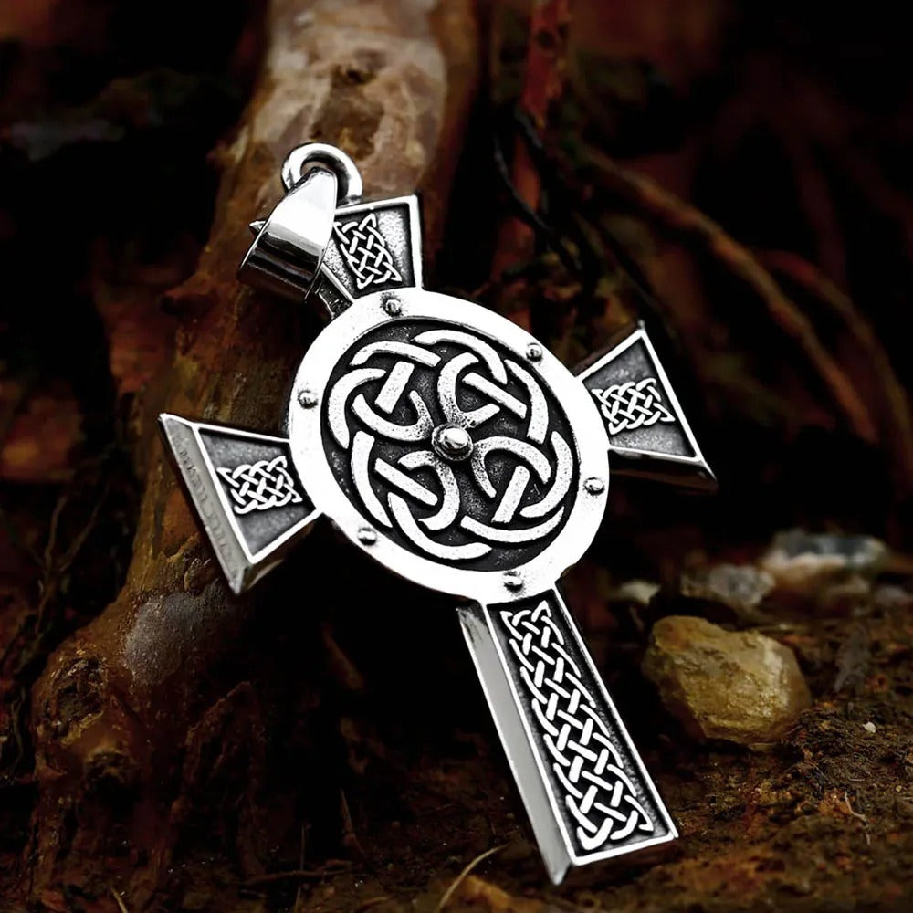 Steel Warrior Stainless Steel Vintage Viking Celtic Knot Cross Pendant
