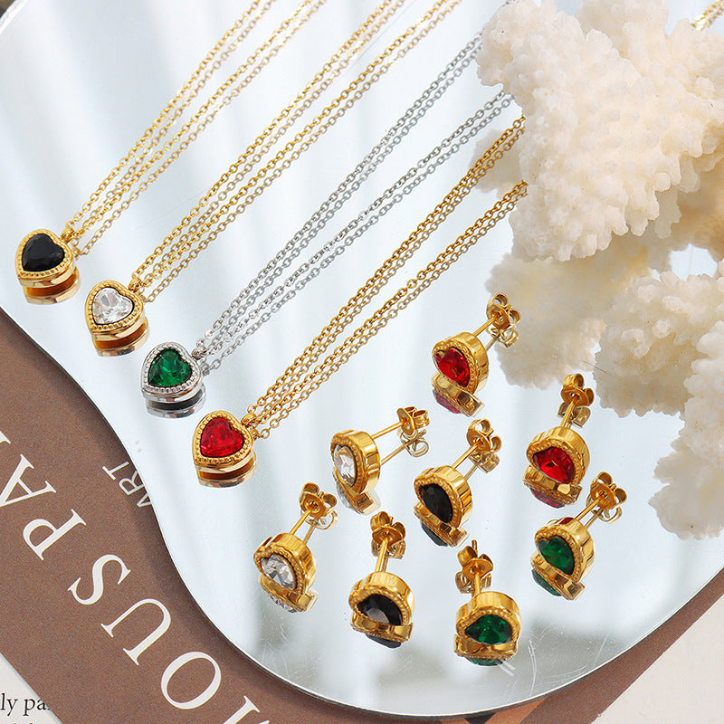 Collier pendentif d'amour incrusté de Zircon multicolore, Design de Niche d'été français