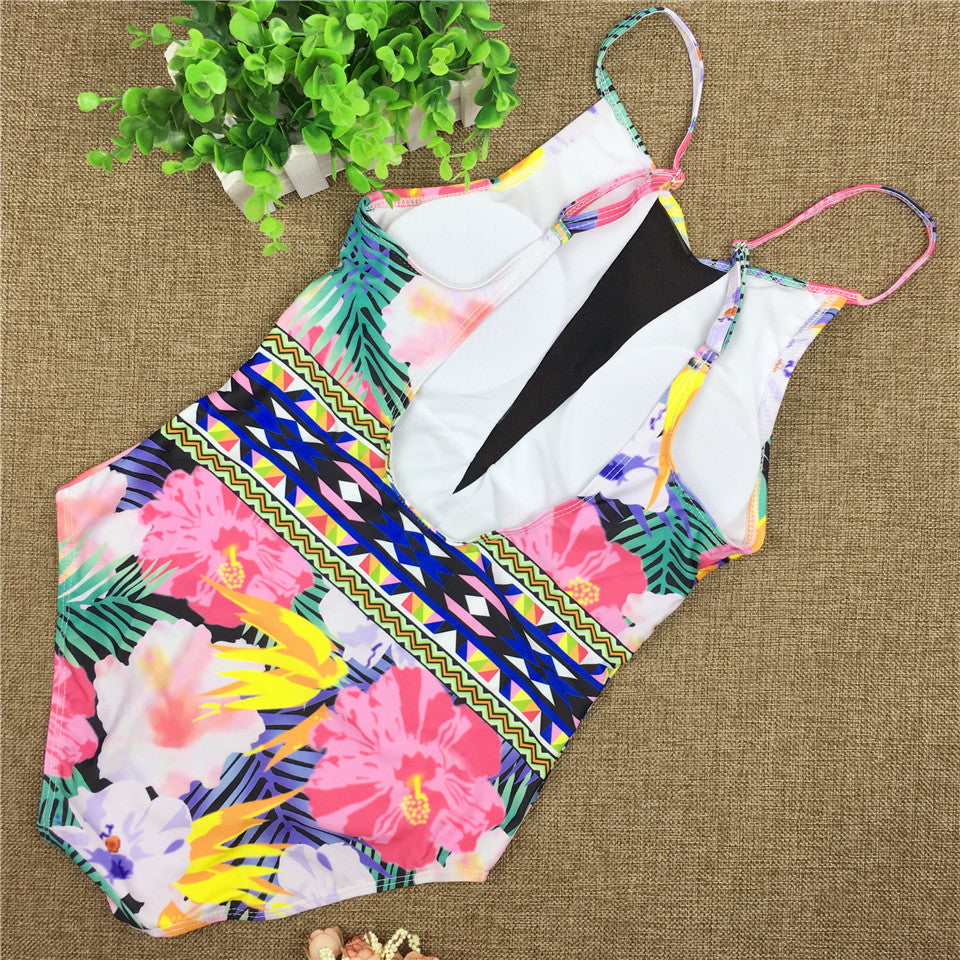 Maillot de bain une pièce en maille, Sexy, coupe haute, motif Floral, Patchwork, Bikini, maillots de bain femmes 