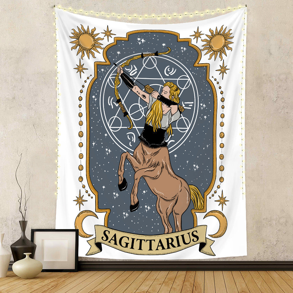 Tapisserie à douze constellations, tapisserie de crâne, tapisserie de Tarot