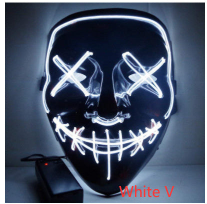 Black V Halloween Horror Glowing Mask