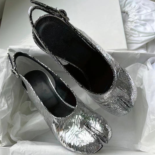 Sandalias con punta abierta y tacón grueso para mujer
