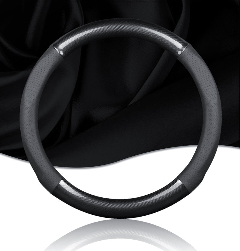 Couvre volant en cuir et fibre de carbone