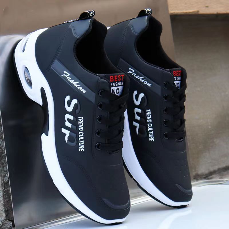 Zapatos de malla con cojín de aire para hombre, zapatillas deportivas transpirables con cordones para exteriores, calzado deportivo ligero informal para correr