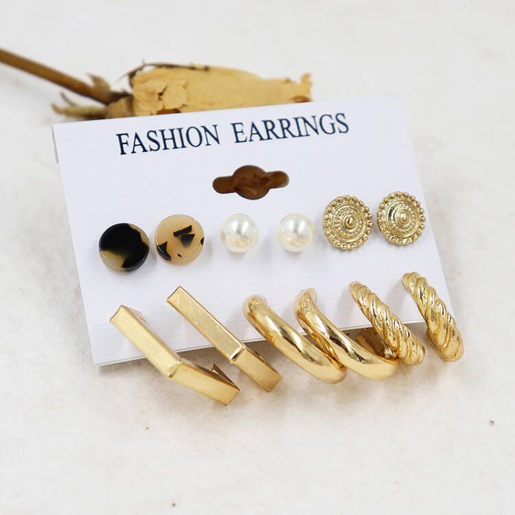 Ensemble de boucles d'oreilles en forme de C en métal à géométrie exagérée pour femmes
