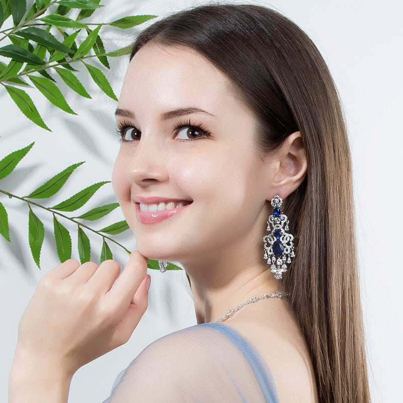 Boucles d'oreilles exagérées en Zircon incrusté de Micro pour femmes