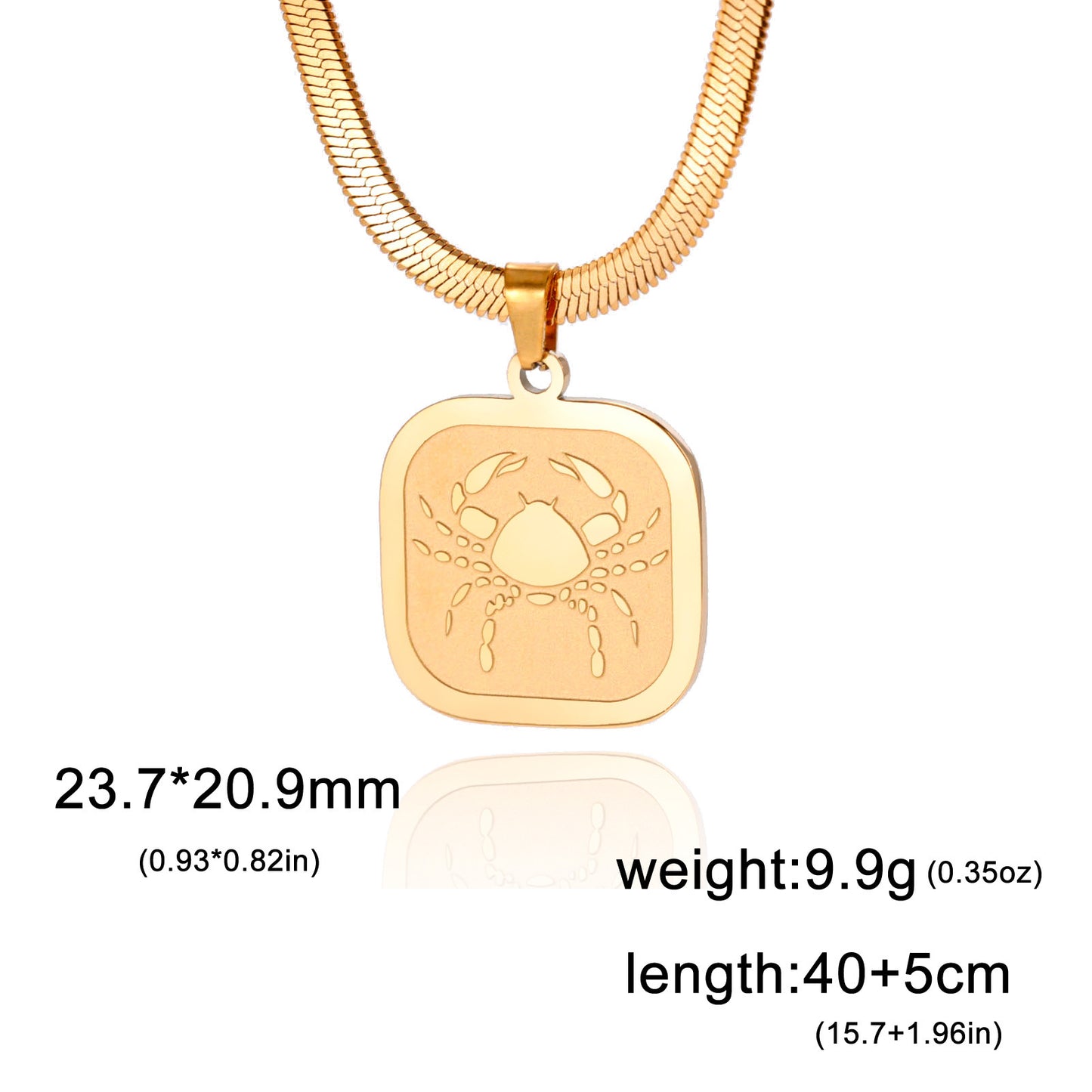 All-match Twelve Constellation Small Square Brand Stainless Steel Necklace