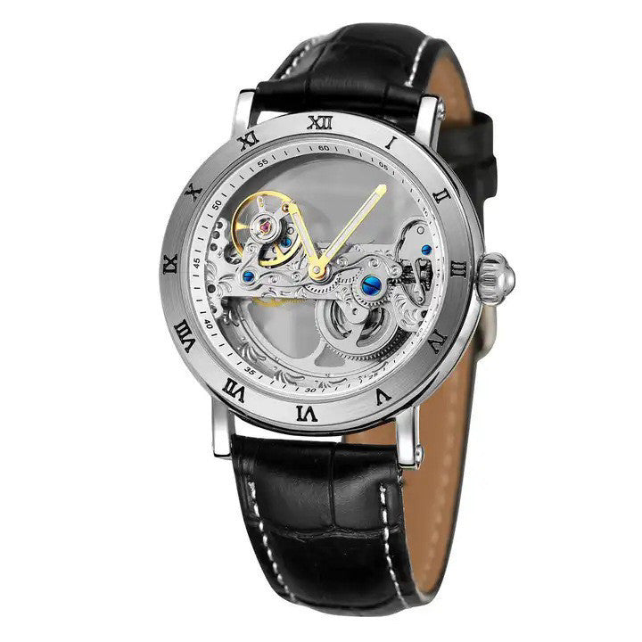 Montre mécanique automatique à mouvement creux double face à la mode