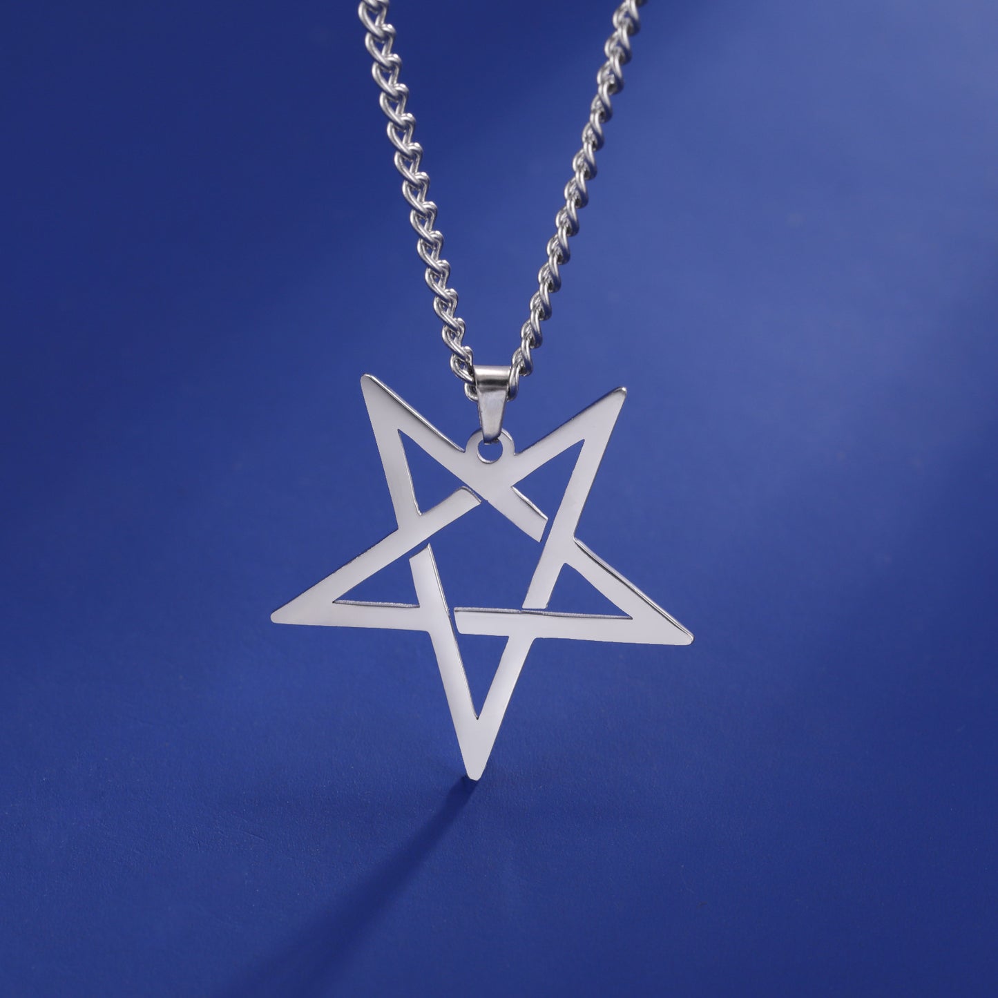 Titanium Steel Cut Hollow Irregular Pentagram Pendant 304 Stainless Steel Necklace