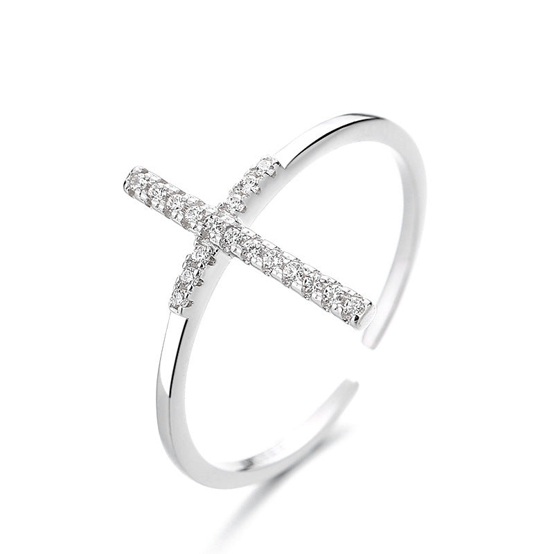 Bague ouverte croisée de Style INS européen et américain pour femme, bague ouverte en argent Sterling 925, conception de Niche