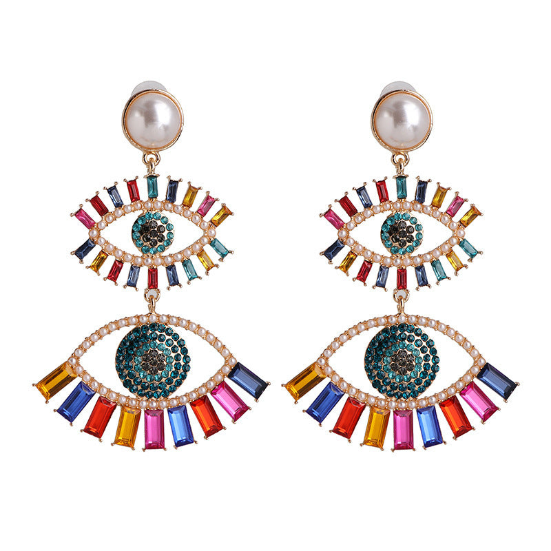 Boucles d'oreilles œil d'ange coloré pour femmes