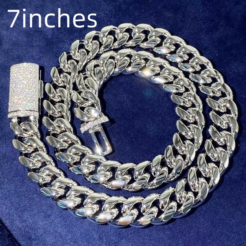 Collier Hip Hop incrusté d'acier inoxydable de 8mm, boucle Vvs Moissanite