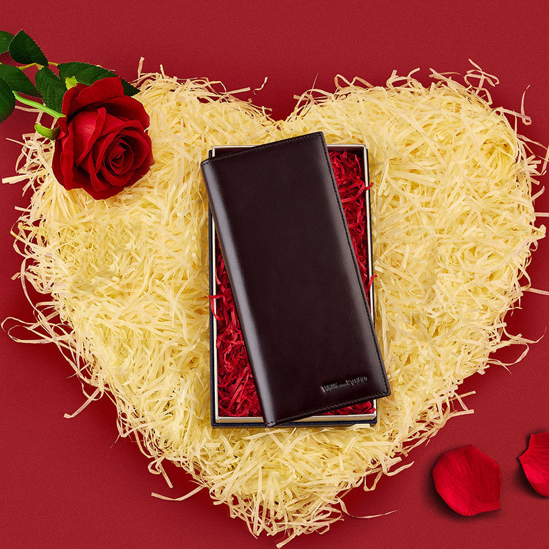 Cartera de piel de vaca con abrazadera para tarjetas de primera capa Simplicity para hombre