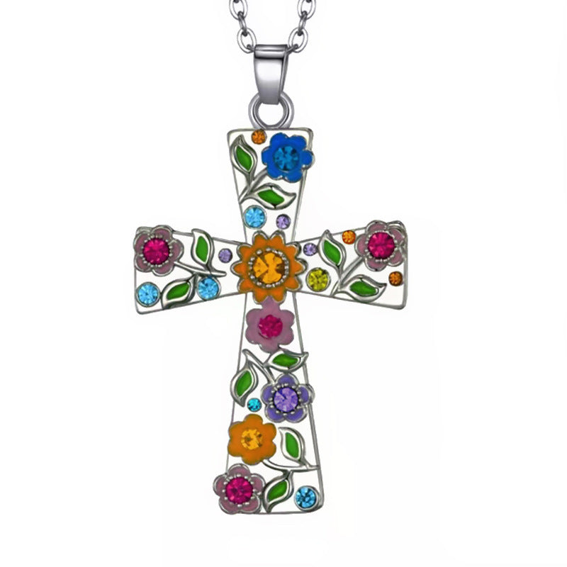 Cross Flower Necklace Pendant Female Fashion