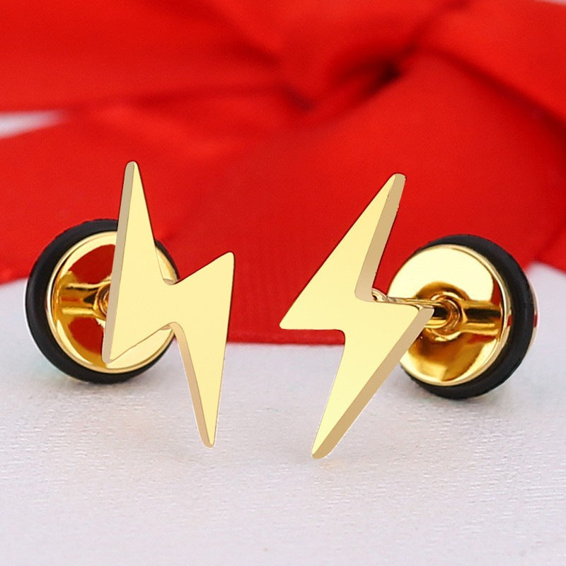 Pendientes de acero de titanio con relámpago dominante de moda de estilo coreano