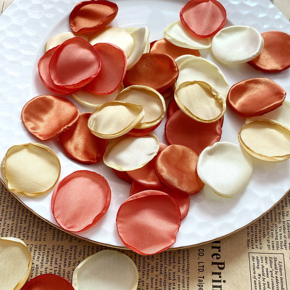 4cm Silk Rose Burnt Edge Petals Wedding Glowing Cream Powder Laminate