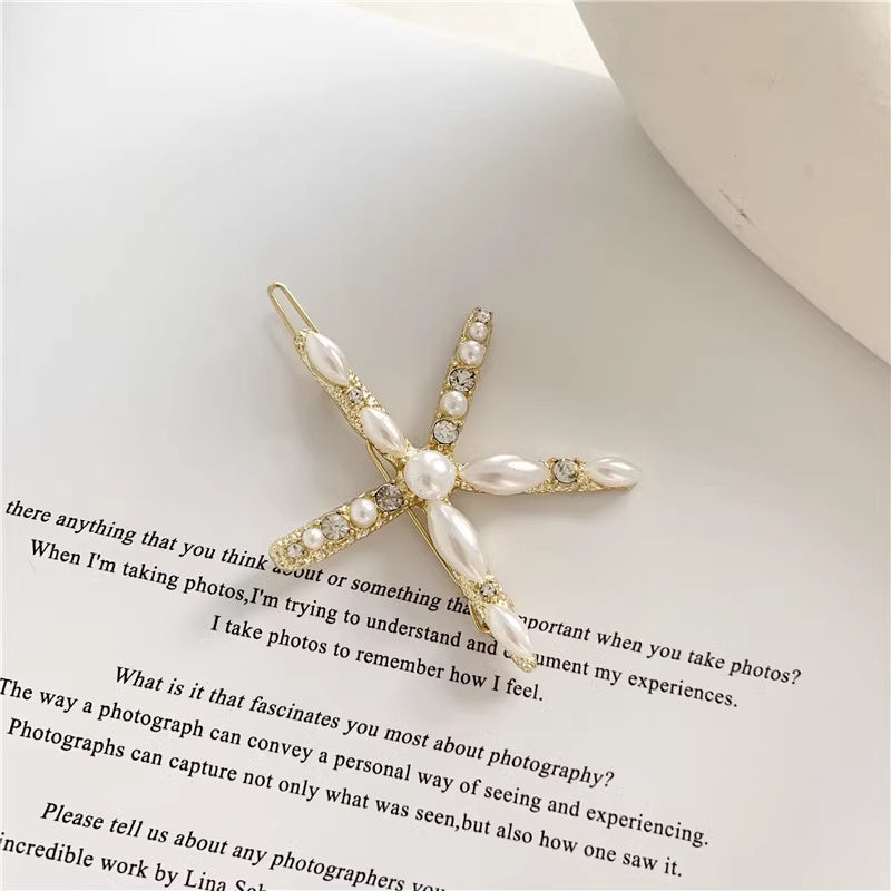 Ins ornement corée du sud Dongdaemun accessoire de cheveux fille étoile de mer incrusté de perles strass Barrettes